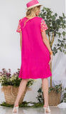 Bright Pink Printed Sleeve Dress