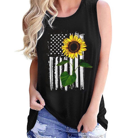 Sunflower American Flag Casual Tank