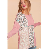 Pink & Leopard Block Plus Size Top