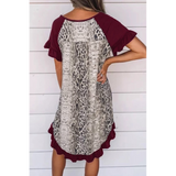 Wine Snakeskin Ruffle Dress