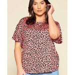 Pink Leopard Print Plus Size Top